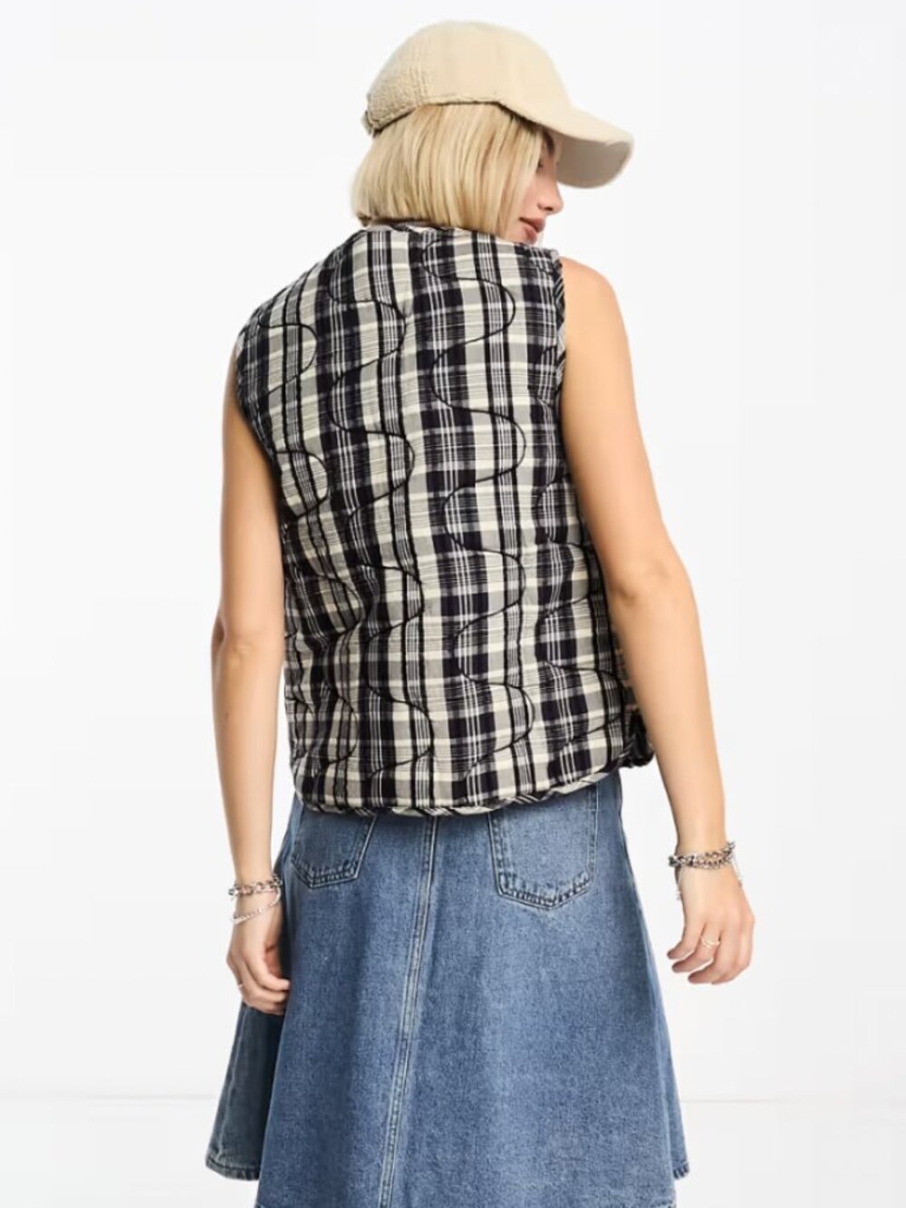 Damson Madder Arte Toggle Gilet Cotton Ruffle Plaid Vest - UK 10 / US 6 - Picture 3 of 9